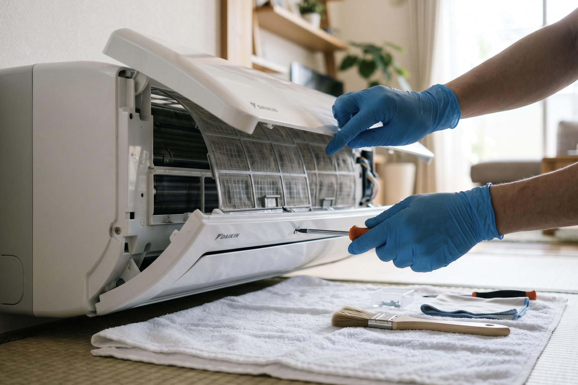 エアコンの分解洗浄工程