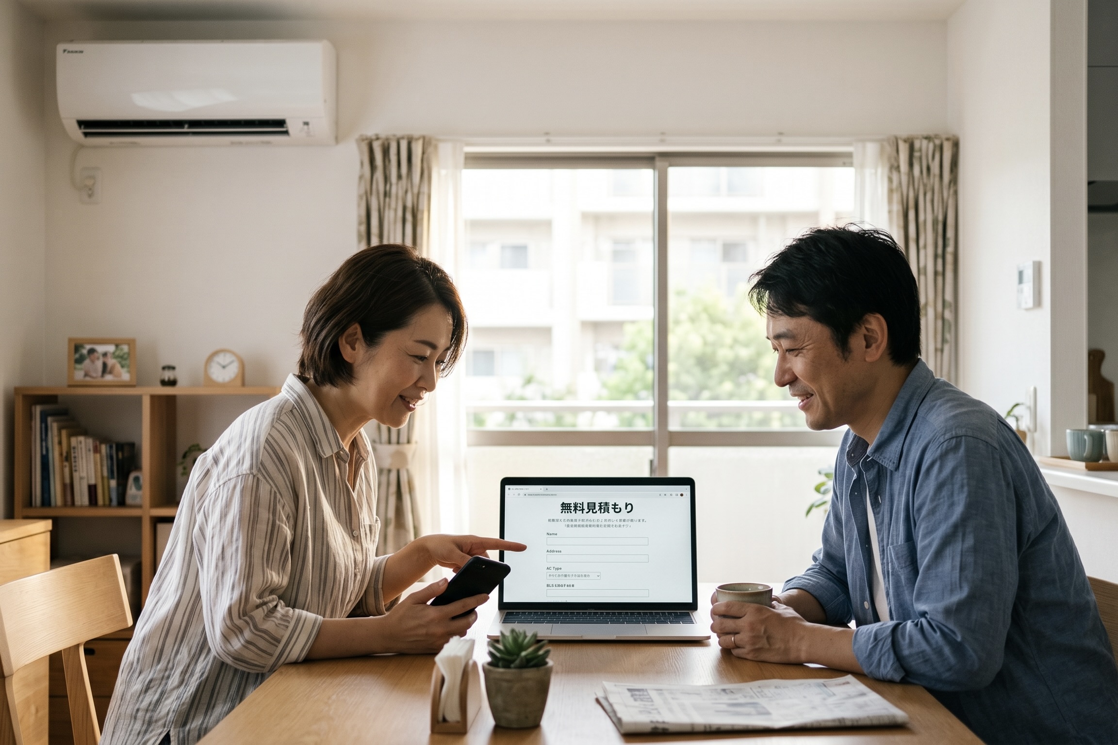 お客様と担当者が見積もり内容を確認しているイメージ